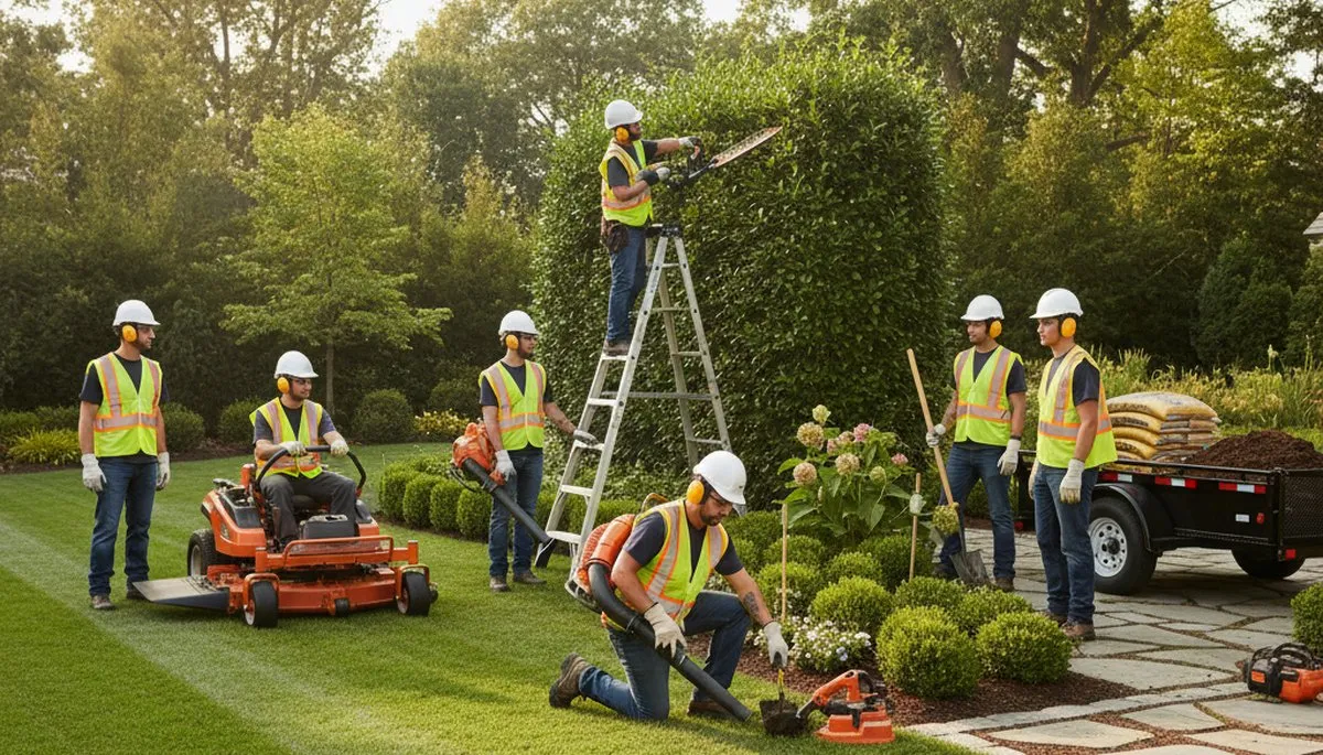 Tree service crew providing landscaping in Albany, NY for local residential properties