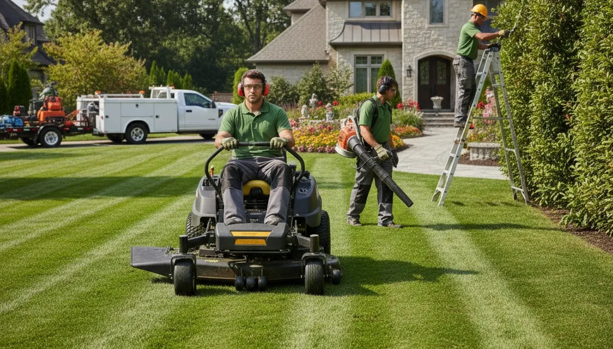 Albany, NY tree service crew providing professional lawn care and tree maintenance for local properties